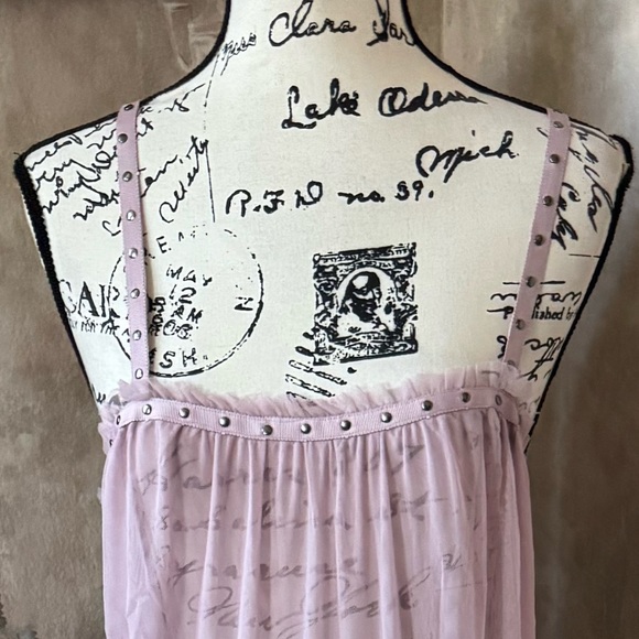 FREE PEOPLE NIGHT OUT SLEEVELESS TULLE MAXI SLIP DRESS SMALL MEDIUM PALE PINK - Picture 8 of 9